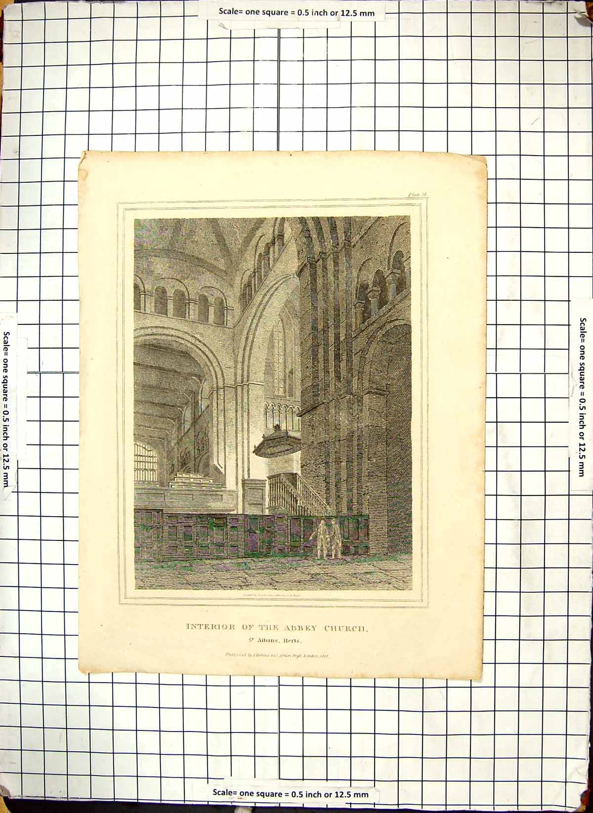 Old Abbey Church Interior Architecture St. Albans Herts Nash 1818 Eng 19th