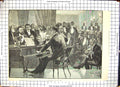 Original Old Antique Print Lyric Club Meeting Piano Man Music Woodville 1887