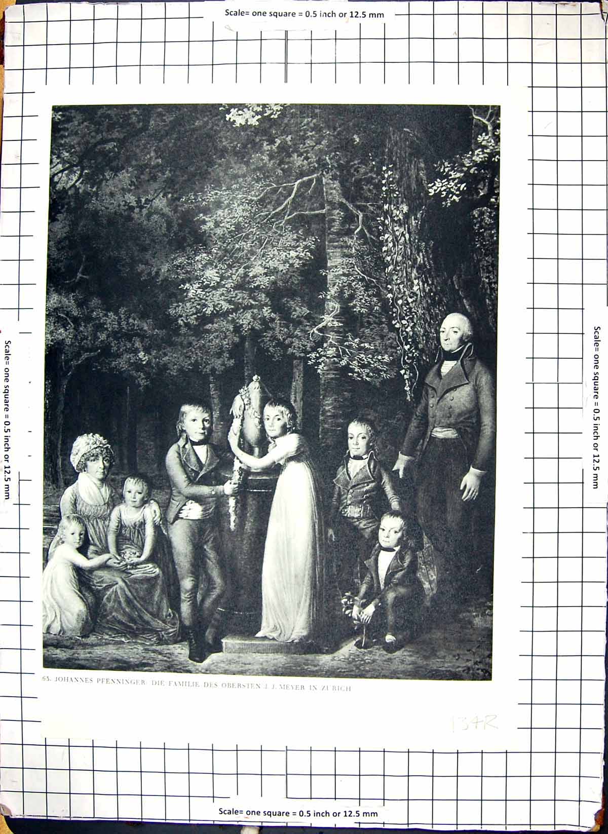 Antique Print Emanuel Handmann House Music Woman Piano Meyer Family Zurich
