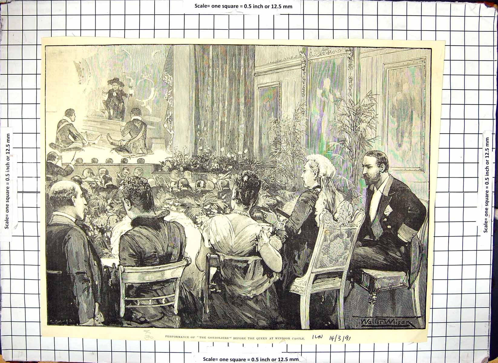 Old Print 1891 Performance Gondoliers Theatre Queen Windsor Castle Wilson 19th