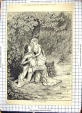 Original Old Antique Print 1880 Romantic Scene Iolanthe Lyceum Theatre Berkley