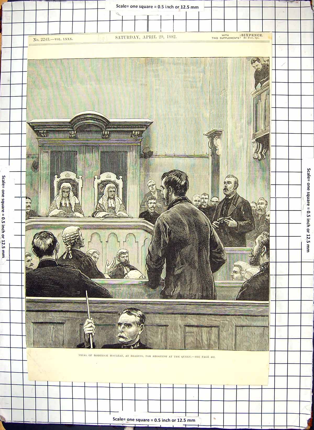 Antique Print Roderick Maclean Trial At Reading For Shooting At Queen 1882 19th
