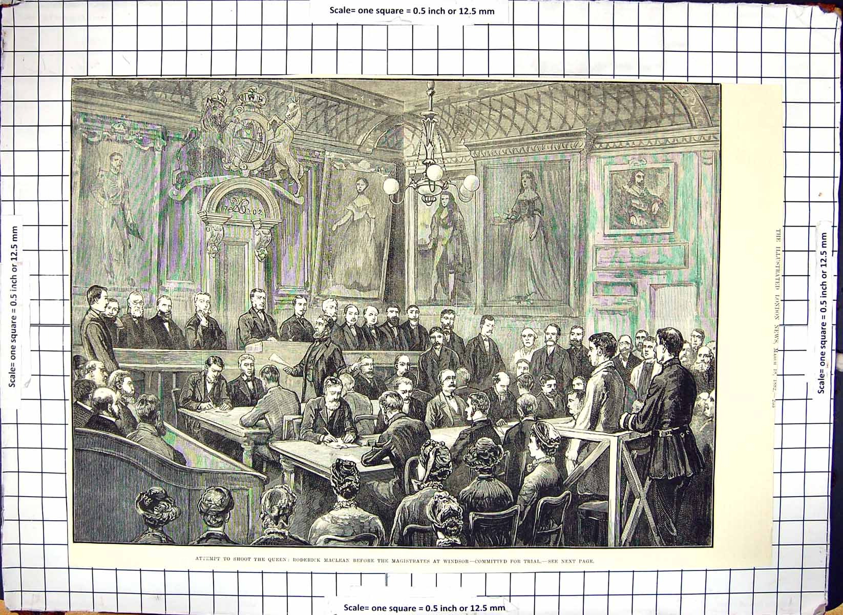 Old Print Roderick Maclean Trial Windsor Magistrates Shooting Queen 1882 19th