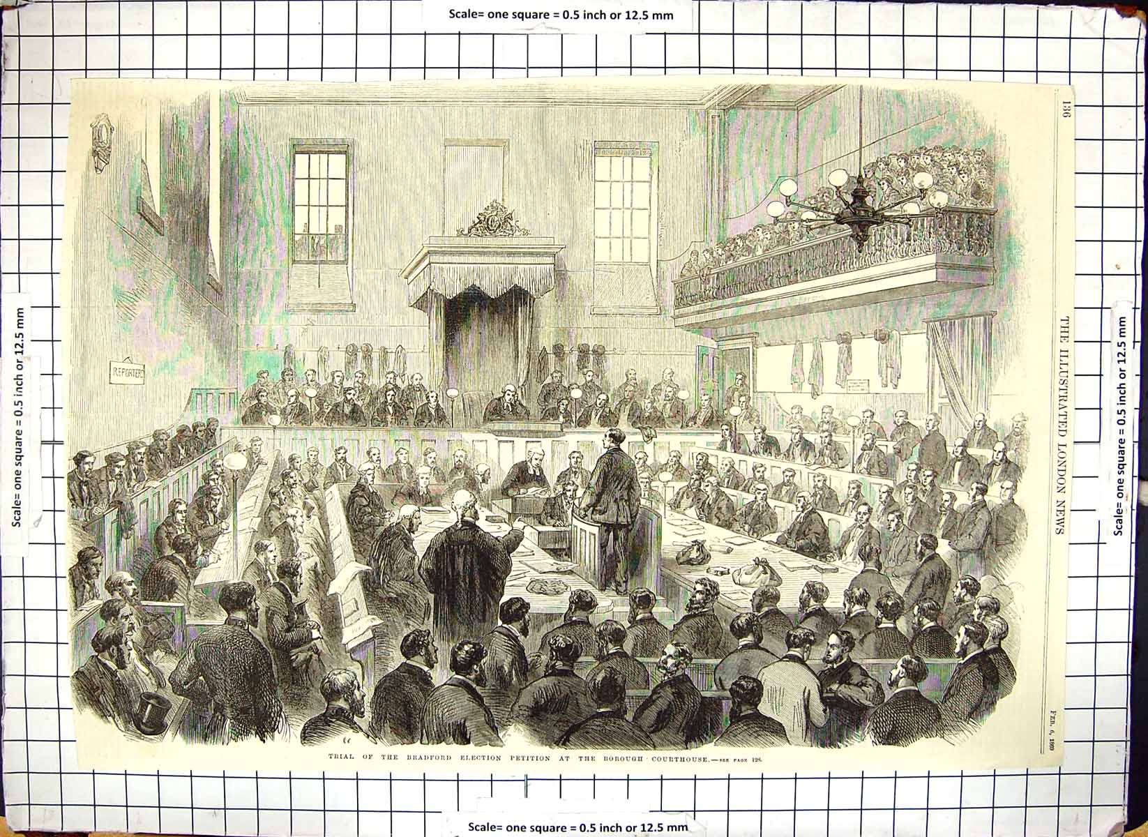 Antique Old Print Bradford Election Petition Trial Borough Courthouse 1869 19th
