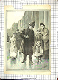 Original Old Antique Print Little Girl Lost In London Couldery Policeman 1888