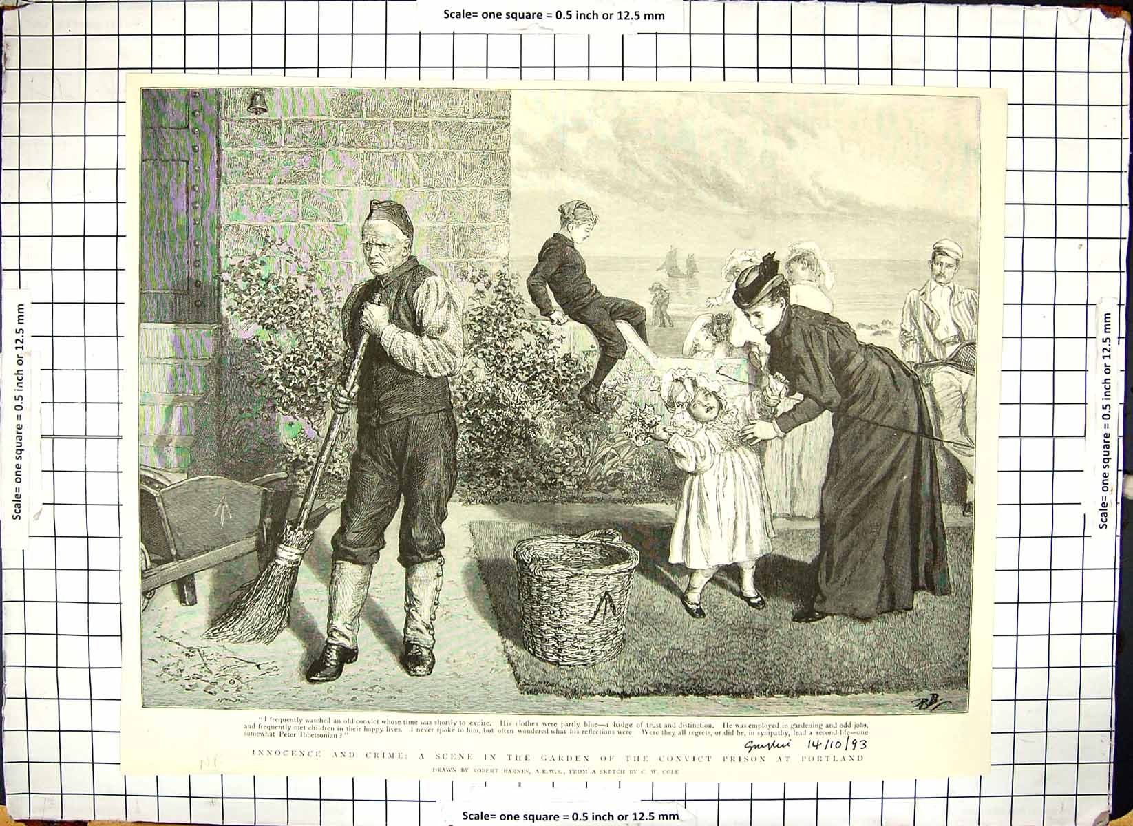 Old Portland Convict Prison Garden Scene Barnes Man Woman Child 1893 Victorian