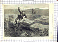 Original Old Antique Print Dartmoor Convict Life Freedom Dash Weapons 1884 19th