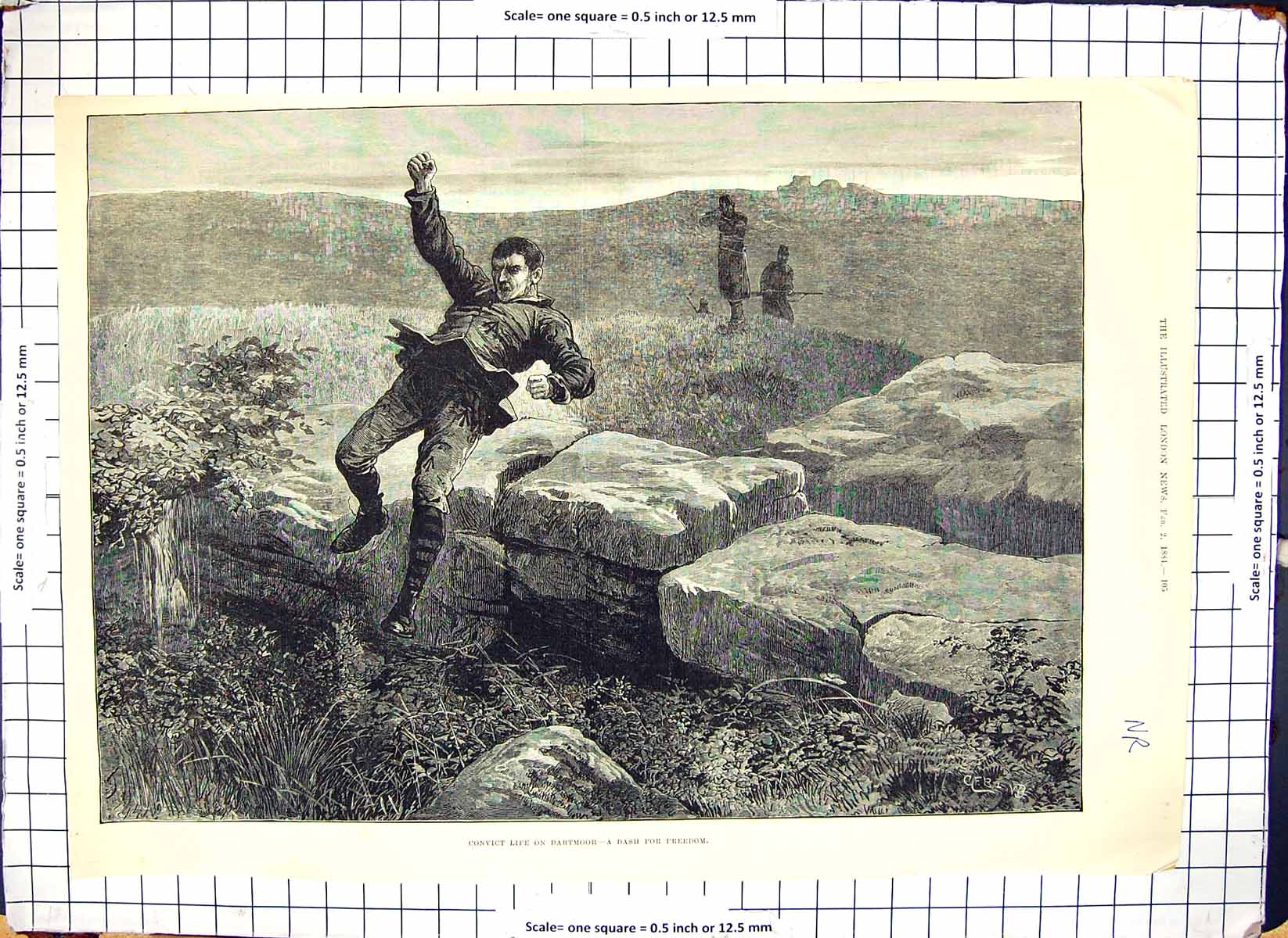 Original Old Antique Print Dartmoor Convict Life Freedom Dash Weapons 1884 19th