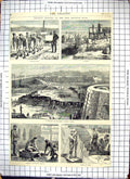 Antique Print Chatham Basin Convicts Working Sentry Masons Blacksmiths 1871