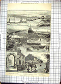 Antique Old Print Dartmoor Convict Prisons Sketches Prince Town Escaping 1883