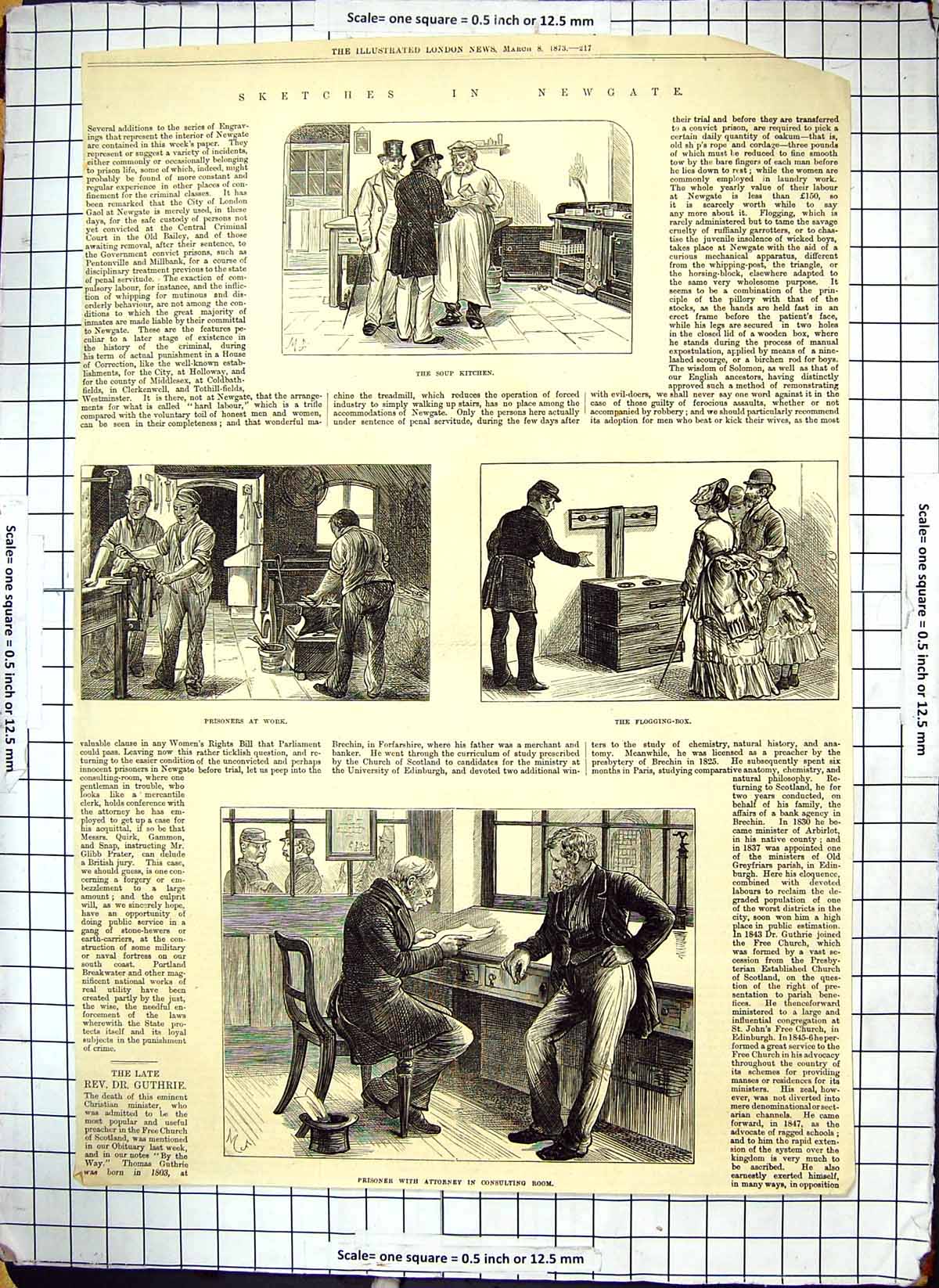 Old Newgate Prison Sketches Flogging-Box Soup Kitchen Prisoners 1873 Victorian