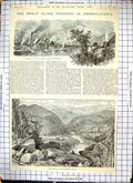 Antique Print Conemaugh Viaduct Valley Pack Saddle Pennsylvania Flood 1889