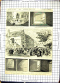Old Print Victoria Hall Stage Doorway Sunderland Exterior Staircase 1883 19th
