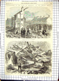 Old Sheffield Flood Malin Bridge Dead Hillsborough Garden Scene 1864 Victorian
