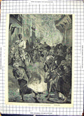 Antique Print Cairo Cholera People Leaving Boulak Donkey Horse Weapons 1883