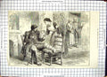 Original Old Antique Print Injured Man Cared For By Woman Nurse 1870 Huard 19th