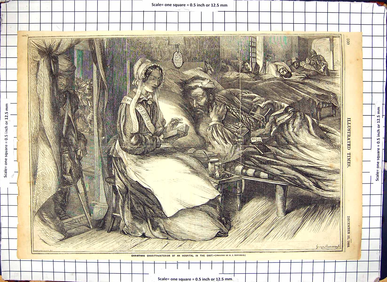 Old Christmas Charity East Hospital Interior Townsend Man Woman 1855 Victorian