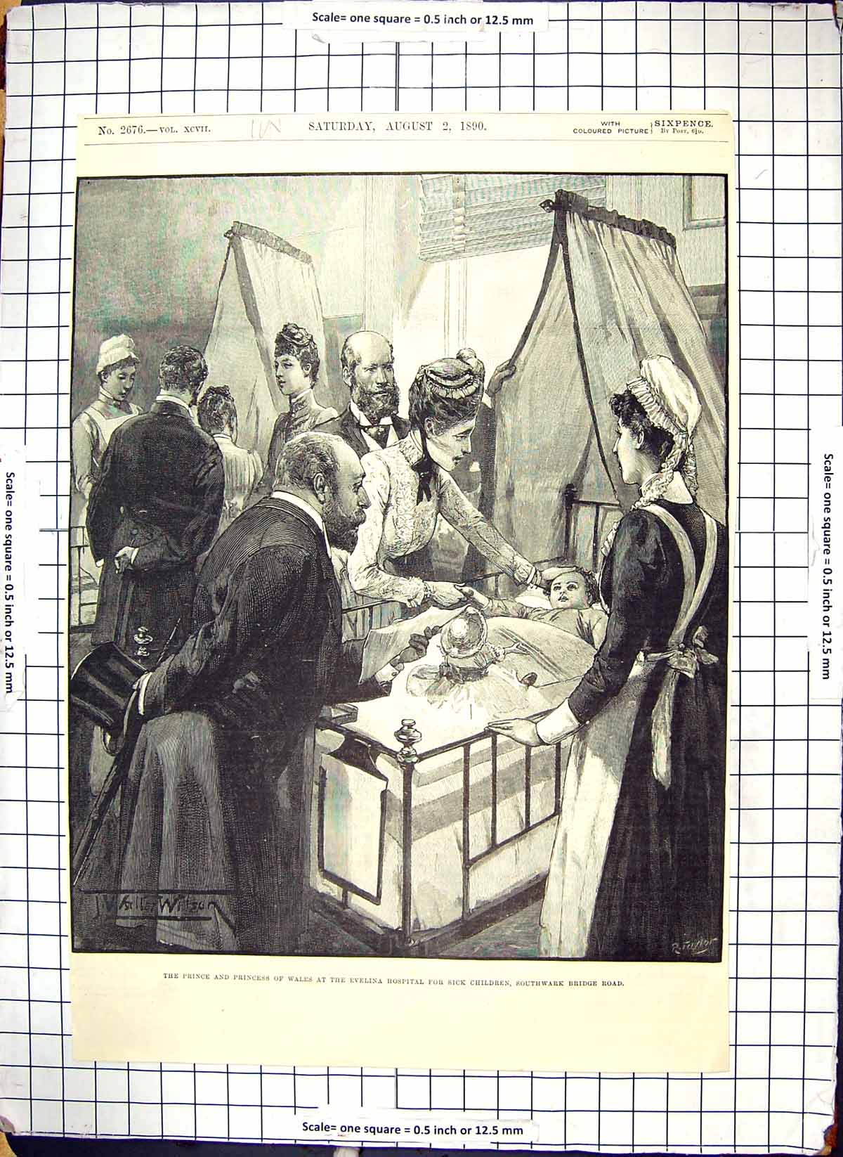 Old Print Wales Prince Princess Evelina Children Hospital Southwark 1890 19th