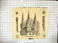 Antique Print Architecture Lichfield Cathedral Dripstone Chapter House Door