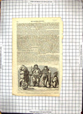 Original Old Antique Print Esquimaux Captain Parry Hudson Bay