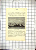 Old Antique Print Scene River Niger Africa Negro Ferrymen Boat Transport