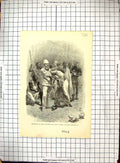 Original Old Antique Print Scene Exchange Blood Samuel Baker King Rionga Africa