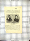 Original Old Antique Print Portrait Sir Samuel Lady Baker