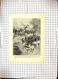 Original Old Antique Print Africa Livingstone Pageants Wife Cazembe Warriors