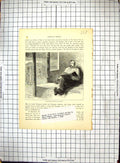 Original Old Antique Print Scene Livingstone Writing Journal Africa