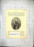 Original Old Antique Print Portrait William John Wills