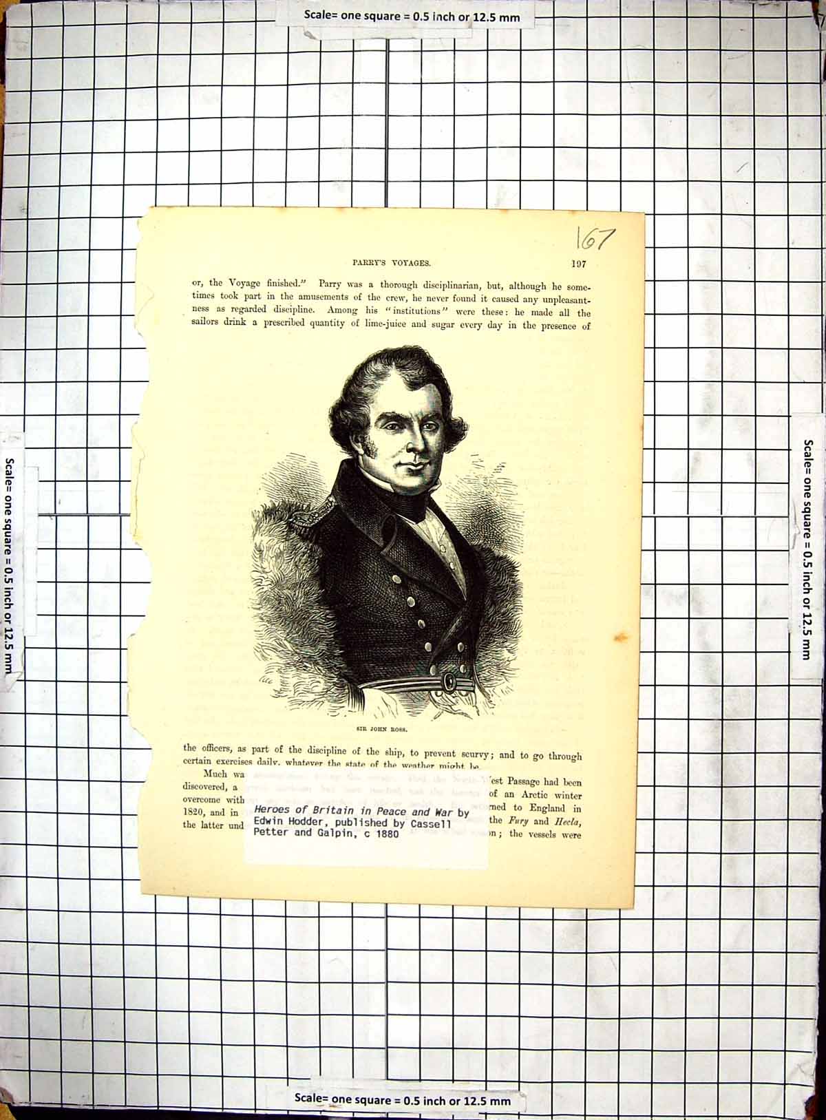 Original Old Antique Print Portrait Sir John Ross