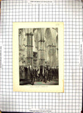 Original Old Antique Print Scene Funeral Livingstone Westminster Abbey