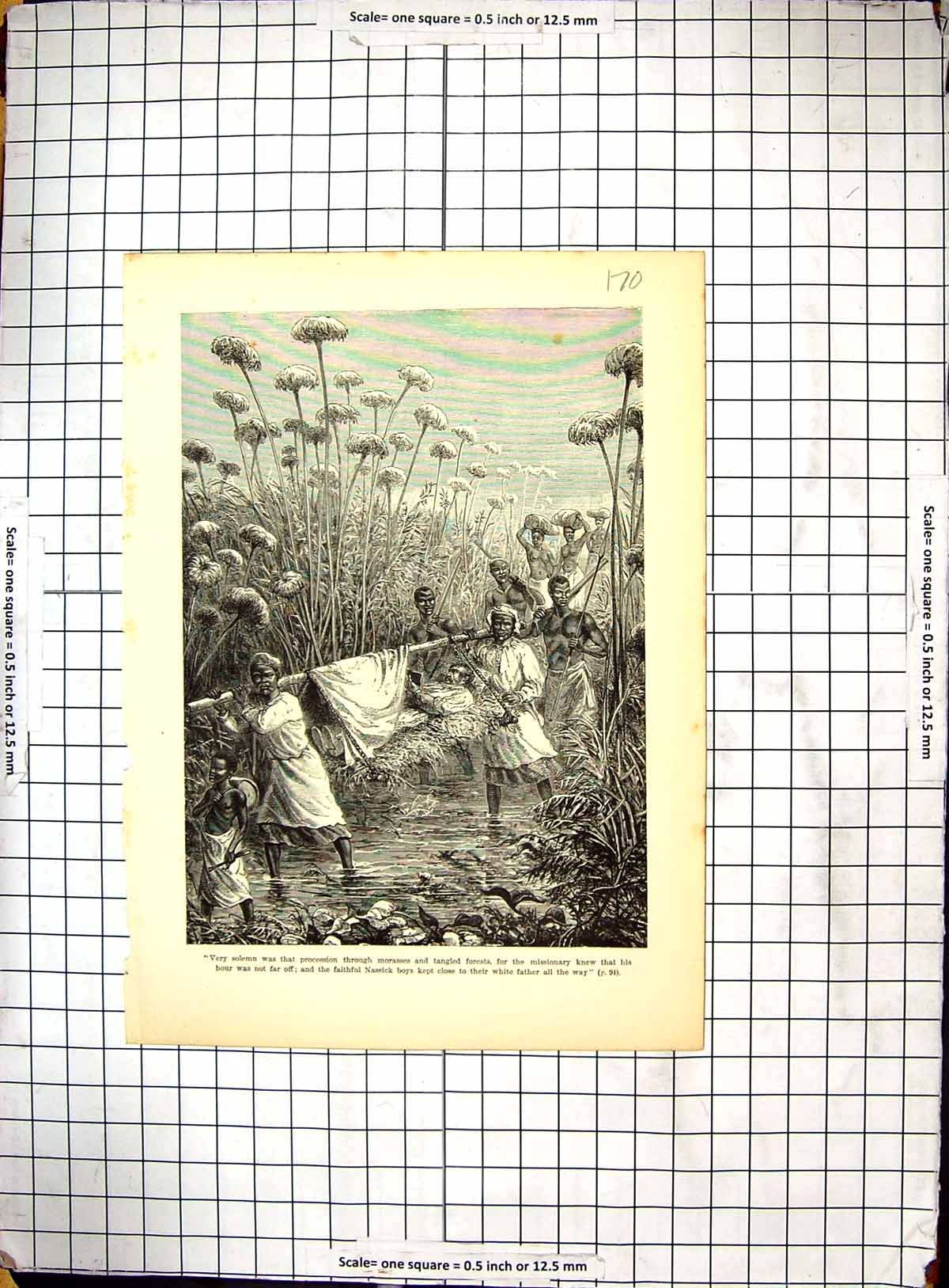 Original Old Antique Print Scene Africa Livingstone Missionary Nassick Boys