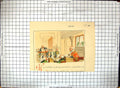 Original Old Antique Print Colour Court Room Scene Judge Witness Box