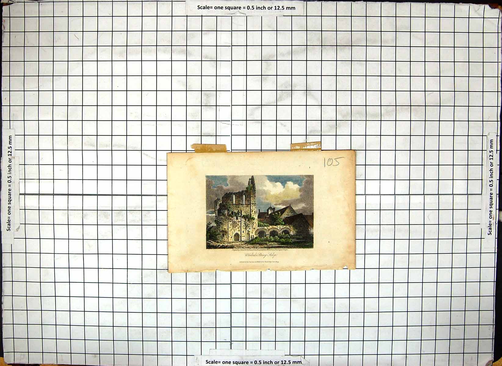 Old Antique Print Colour Engraving Ruins Wenlock Priory 1809 Storer Dayes 19th