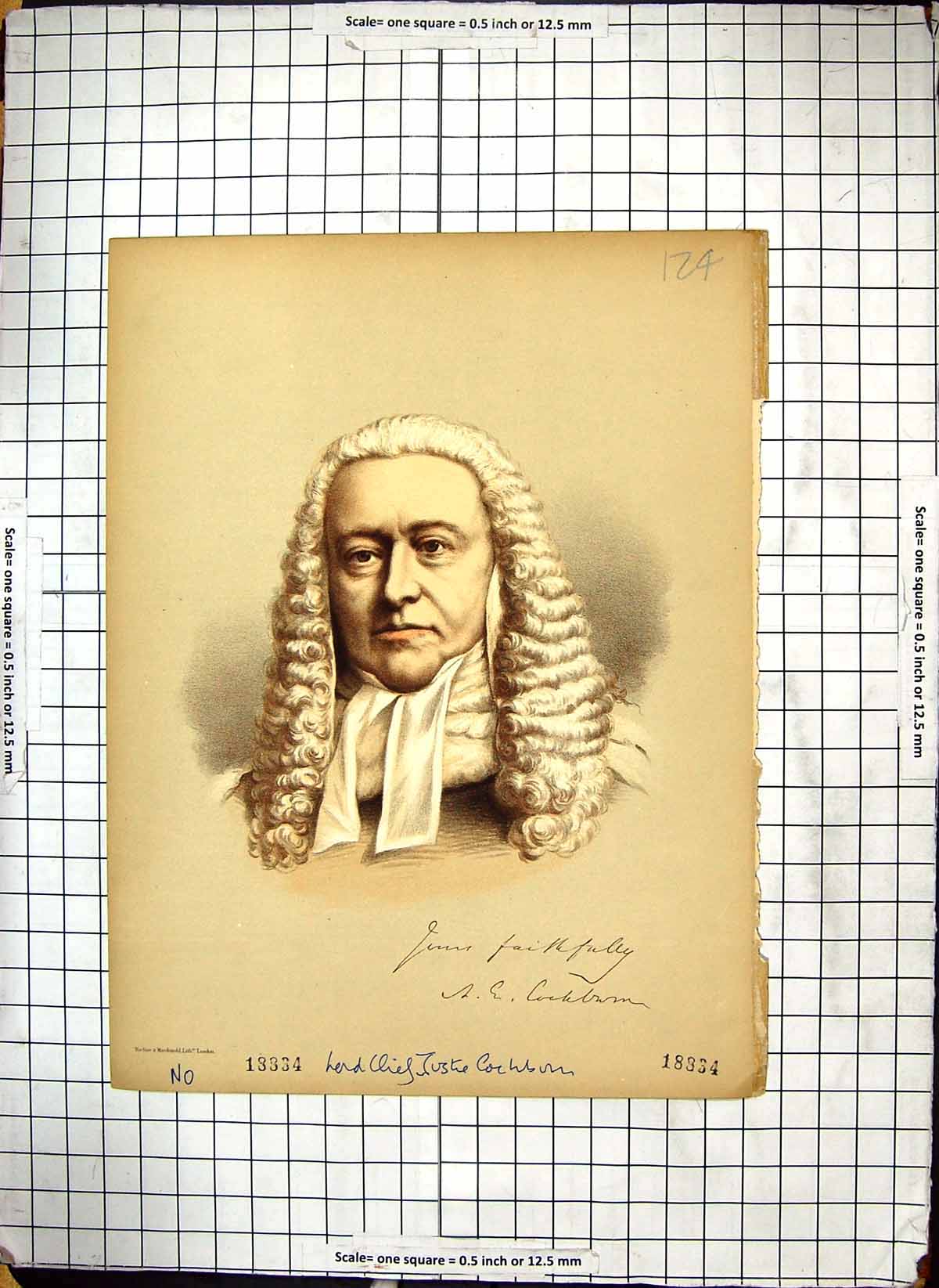 Original Old Antique Print Colour Portrait Lord Chief Justice Cockburn