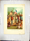 Old Print Colour Scene Meeting Doctor Stanley Livingstone Natives Africa