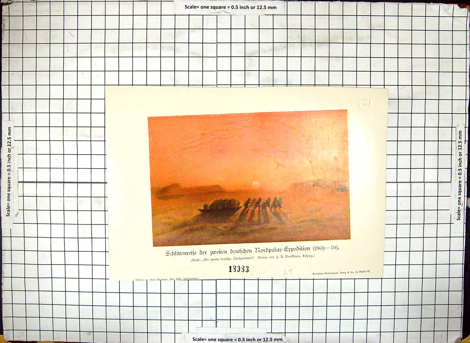 Original Old Antique Print Colour German North Polar Expedition 1869/70 19th