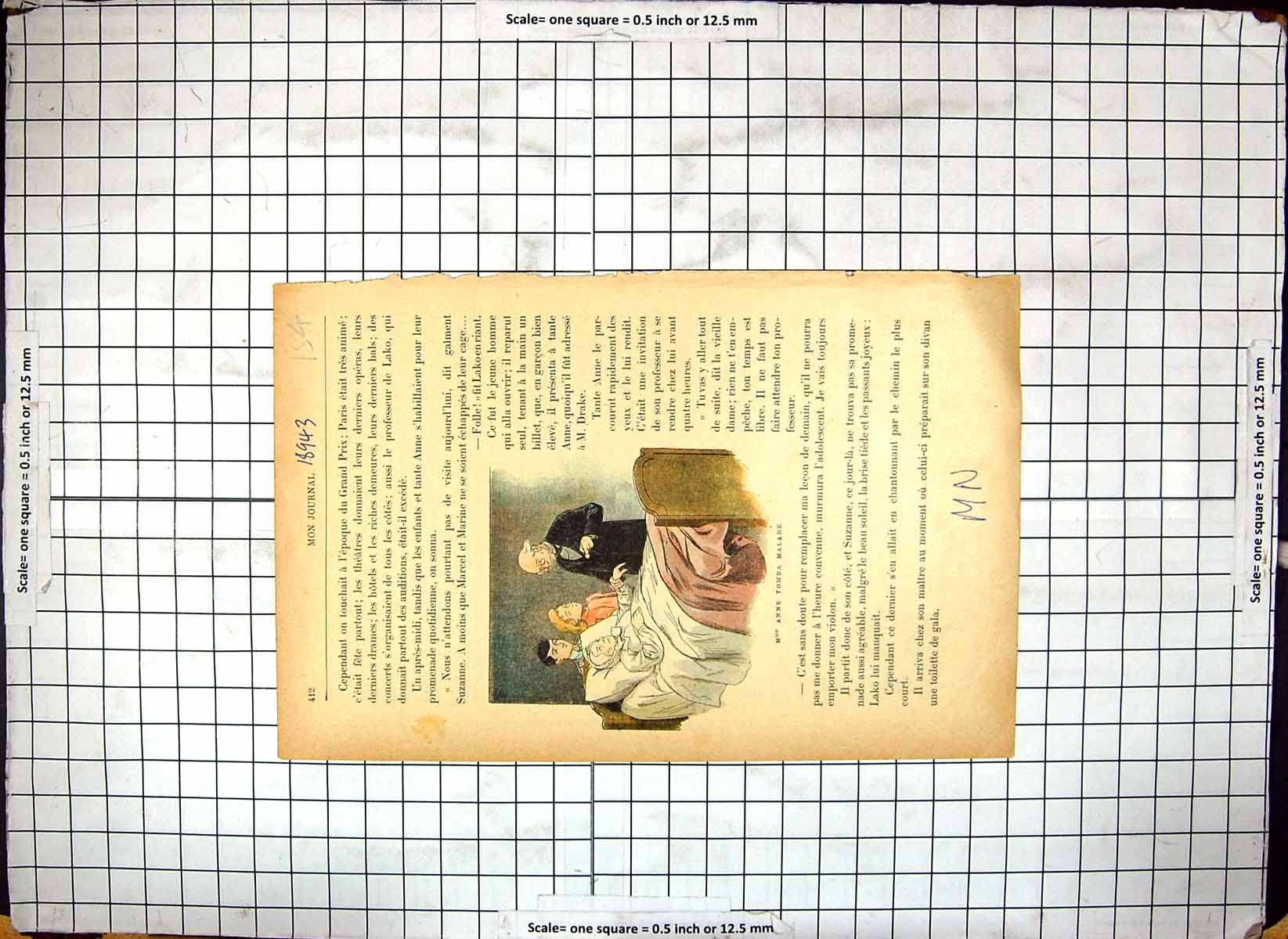 Original Old Antique Print 1894 Doctor Sick Bed Madame Ann Tomba Malade 19th