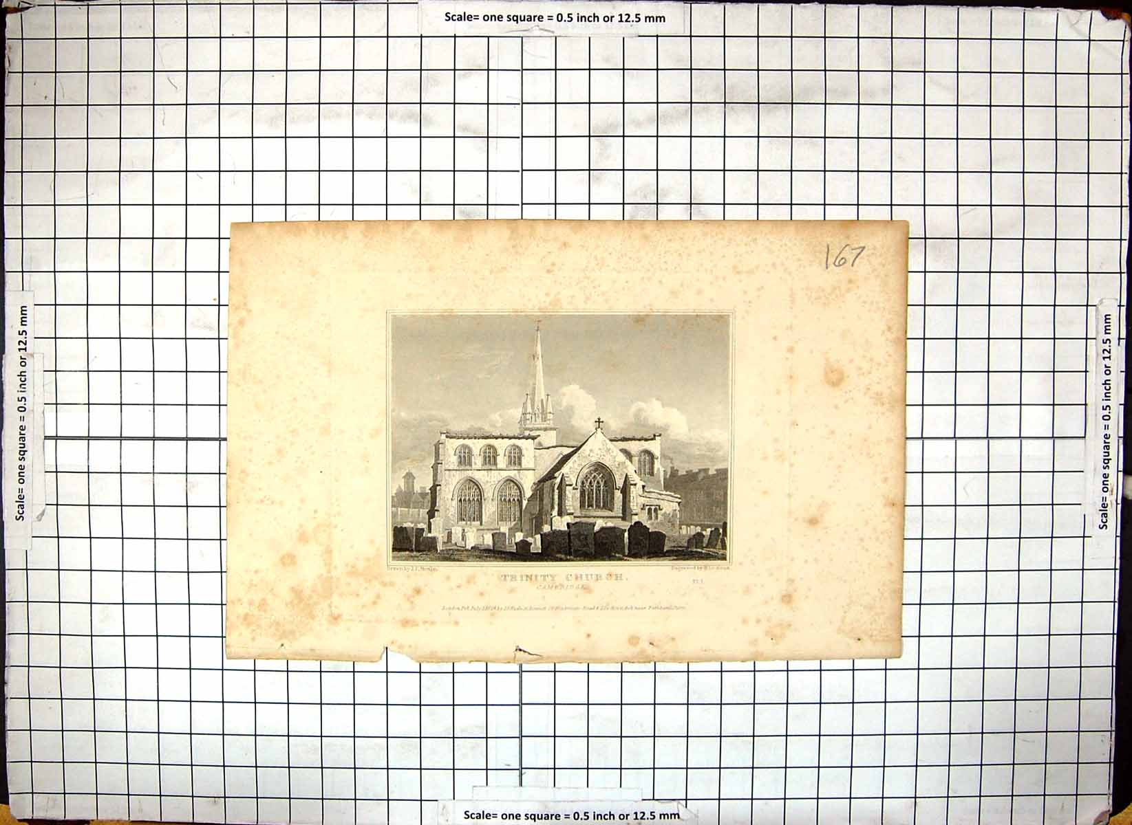 Old Engraving 1824 Exterior Trinity Church Cambridge England Architec 19th
