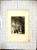 Old Print Engraving Ely Cathedral Galilee Porch 1837 Winkles Architecture 19th