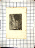 Old Print Engraving 1836 Nave Ely Cathedral Winkles Garland Architecture 19th