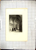 Old Engraving Galilee Porch Ely Cathedral Architecture Winkles Browne