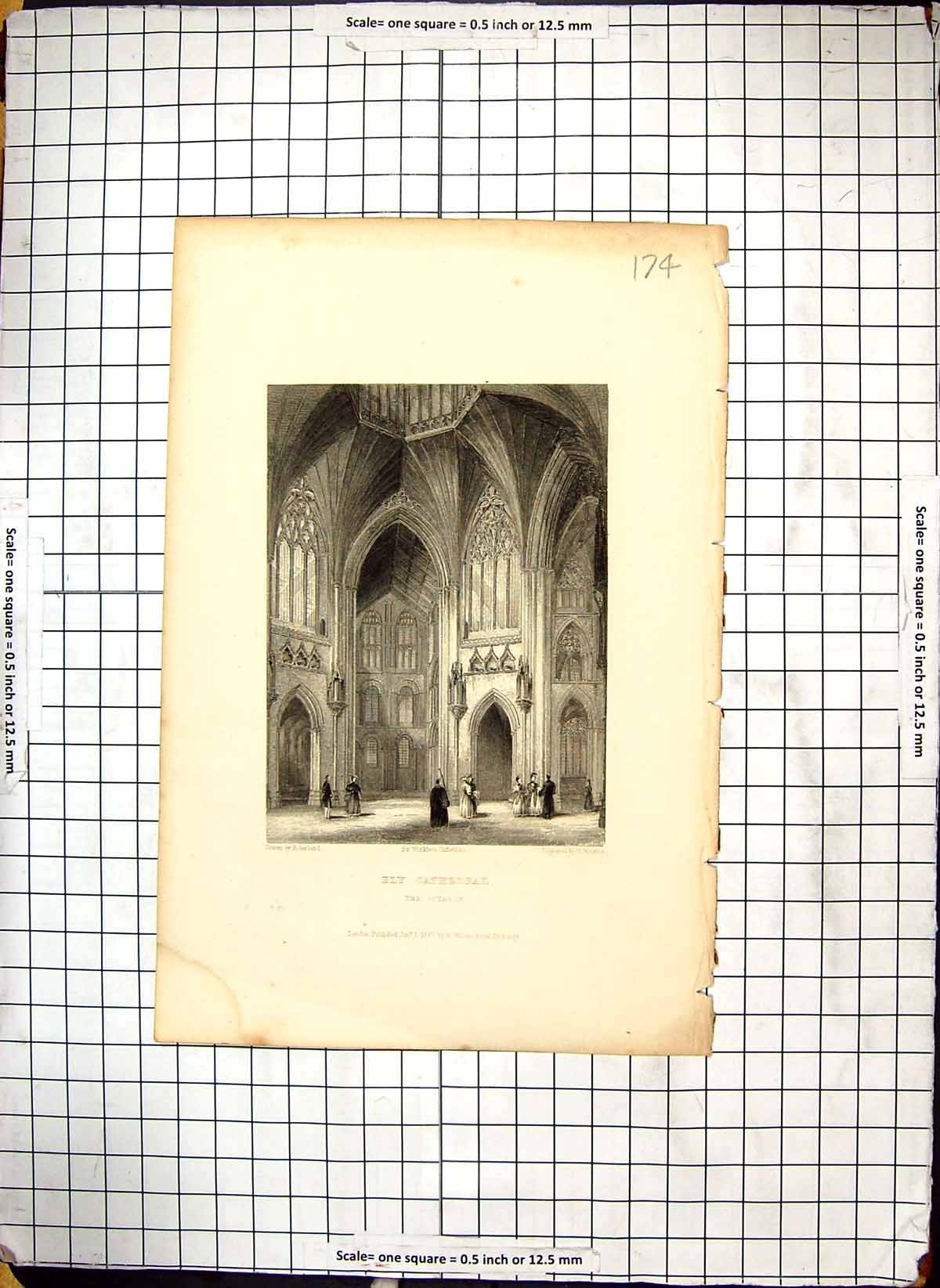 Old *6122 Engraving 1837 Octagon Ely Cathedral Winkles Garland Archit