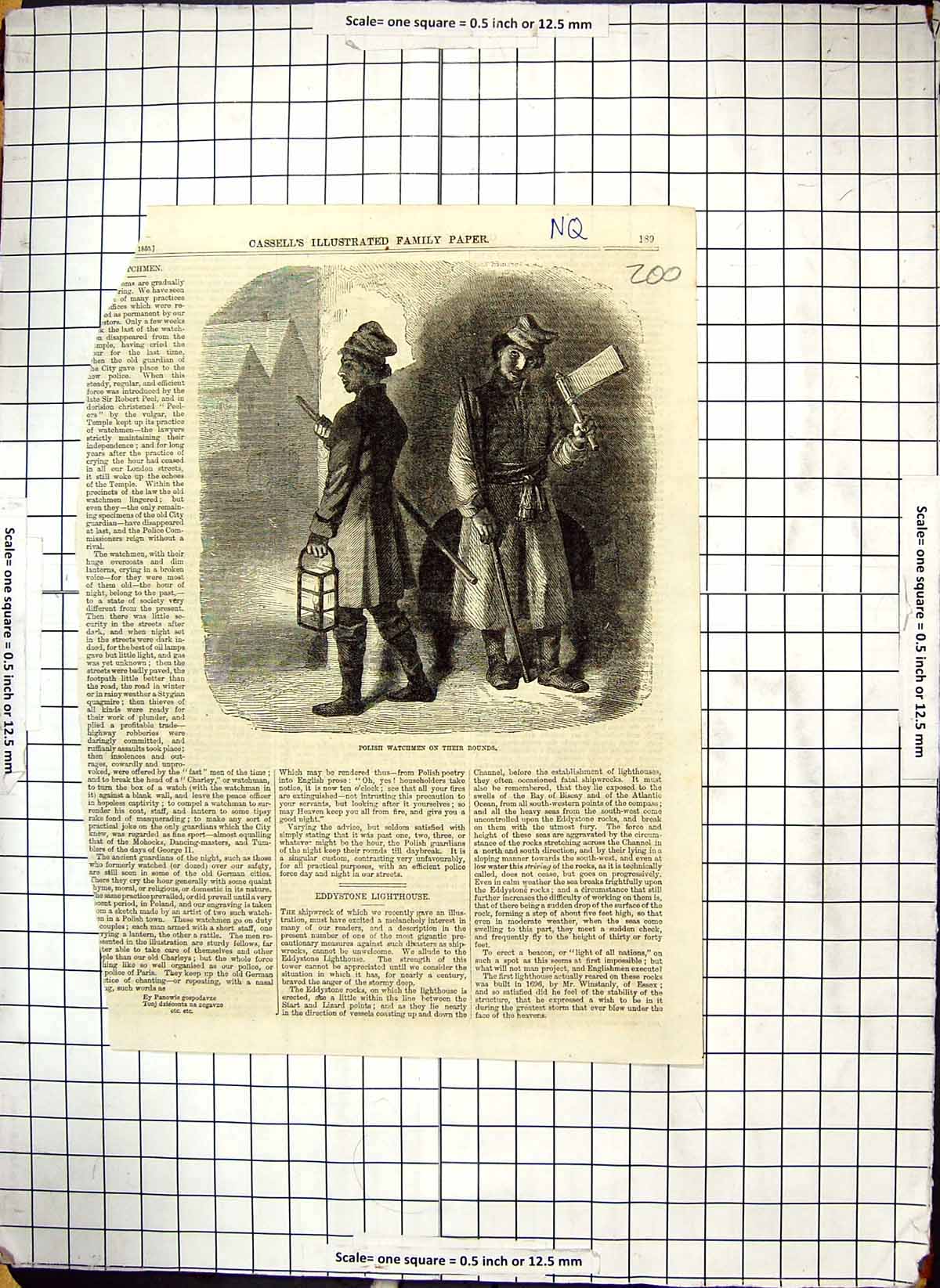 Old Print Polish Watchmen Cassell'S Illustrated Eddystone Lighthouse 1860 19th
