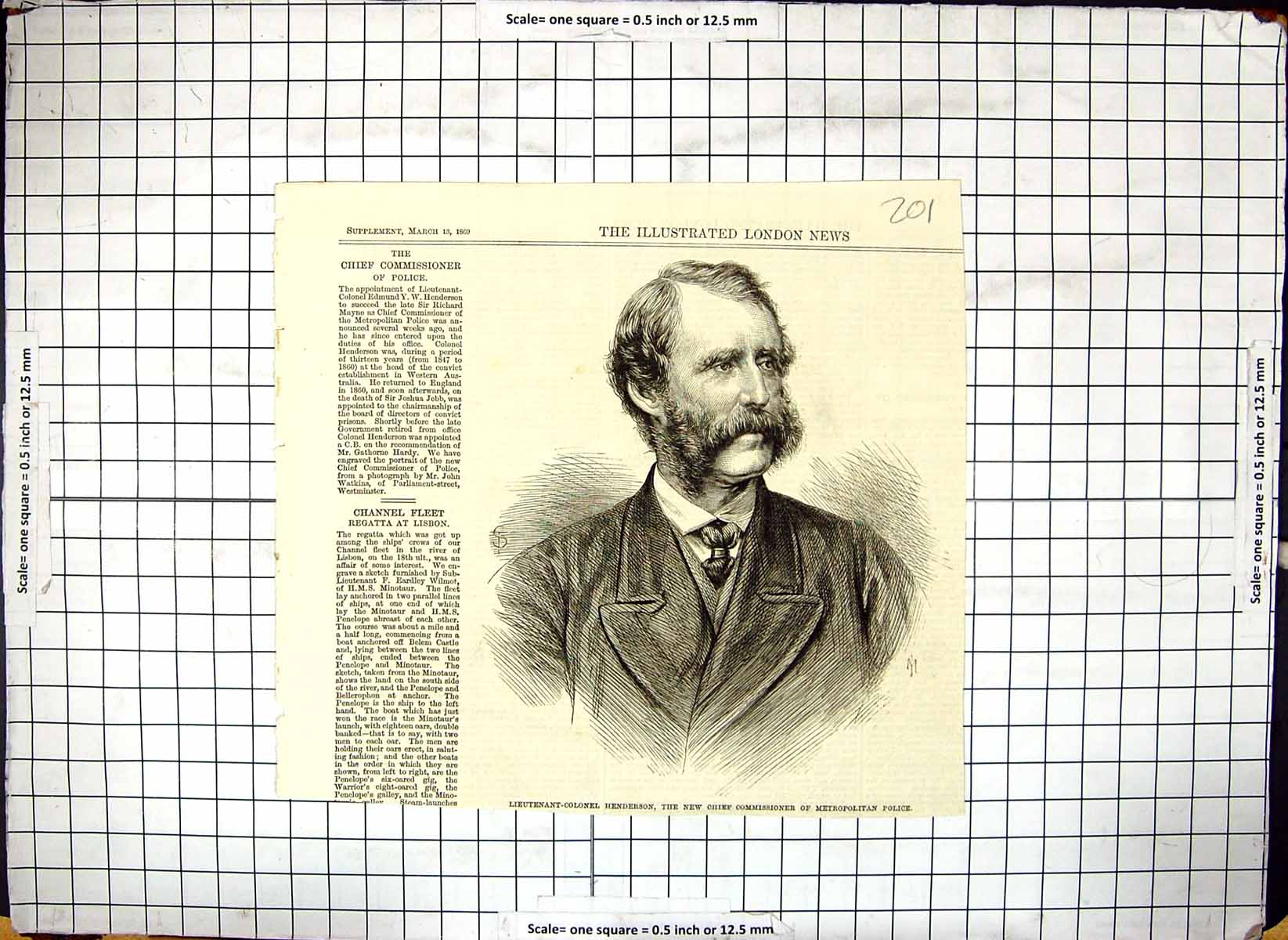 Old Lieutenant Colonel Henderson Chief Commissioner Metropolitan 1869 Victorian