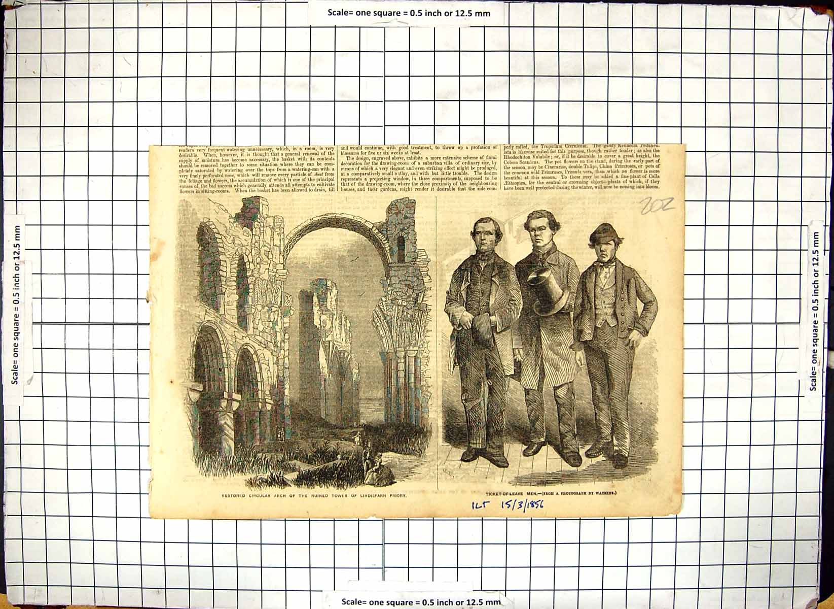 Old Restored Circular Arch Ruined Tower Lindisfarn Priory Ticket Men