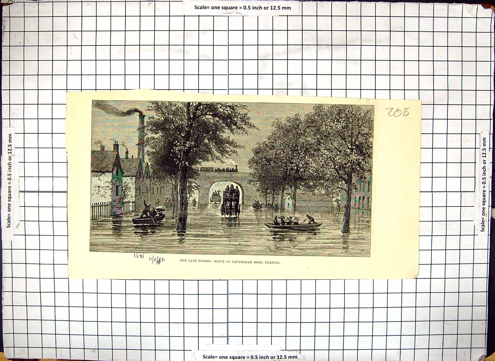 Old Floods Caversham Road Scene Reading England Horse Carriage Boats
