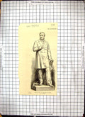 Original Old Antique Print 1873 Doctor Chadwick Statue At Bolton By Birch 19th