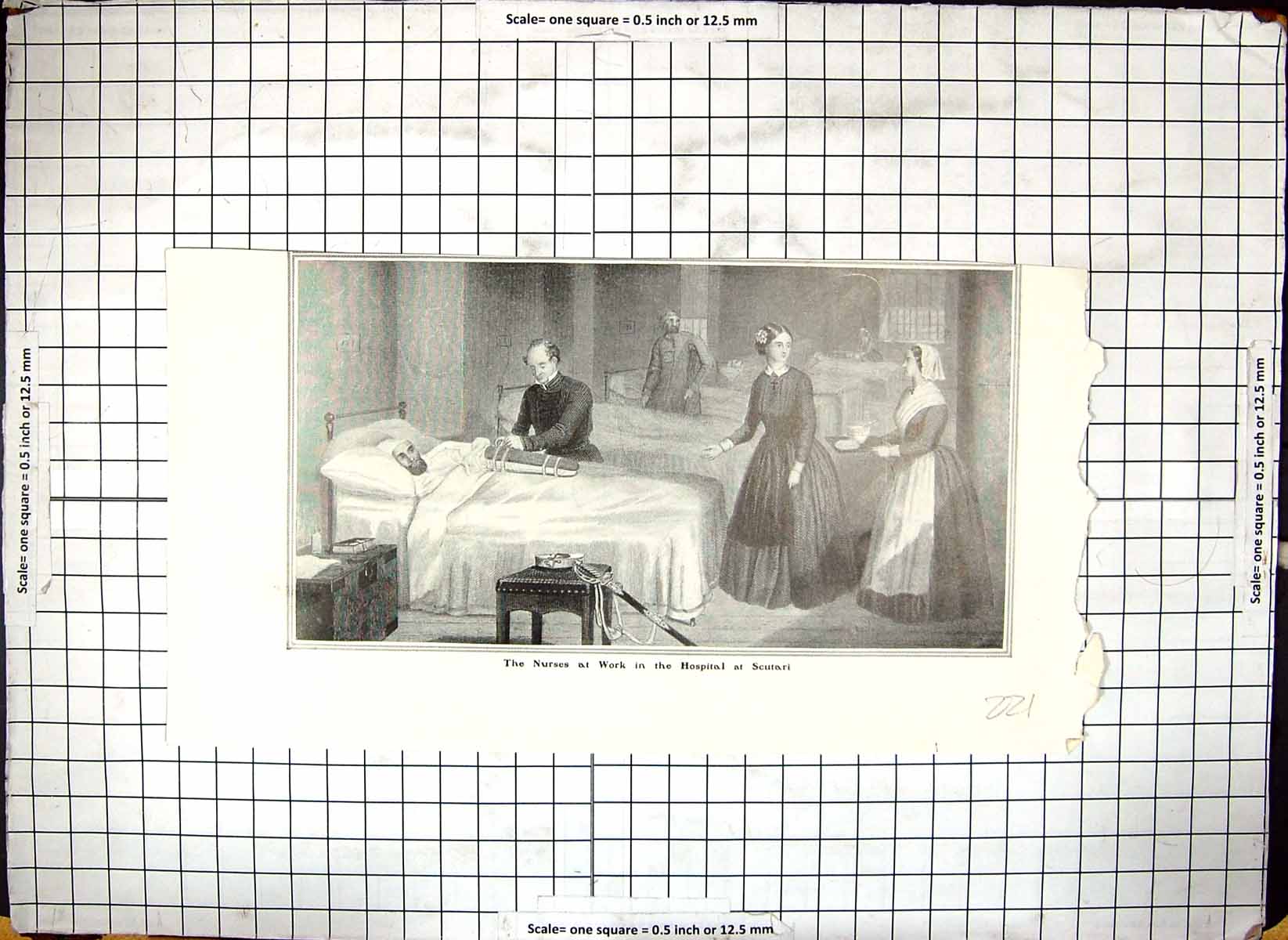 Original Old Antique Print Nurses Hospital Beds Scuarti Ward Doctor War